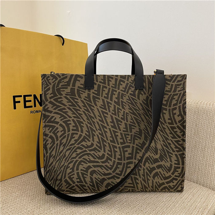 Fendi SHOPPER glazed canvas bag Brown High