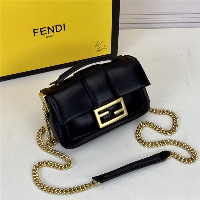 MINI BAGUETTE CHAIN nappa leather bag Black High