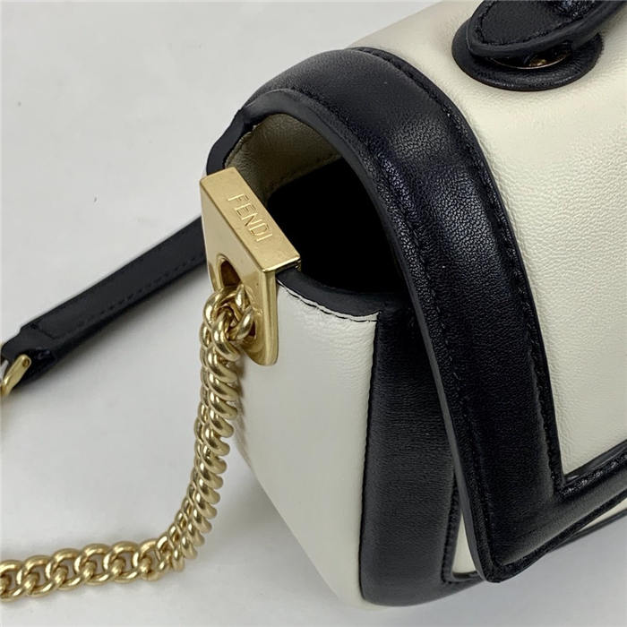 BAGUETTE CHAIN nappa leather bag White and black High