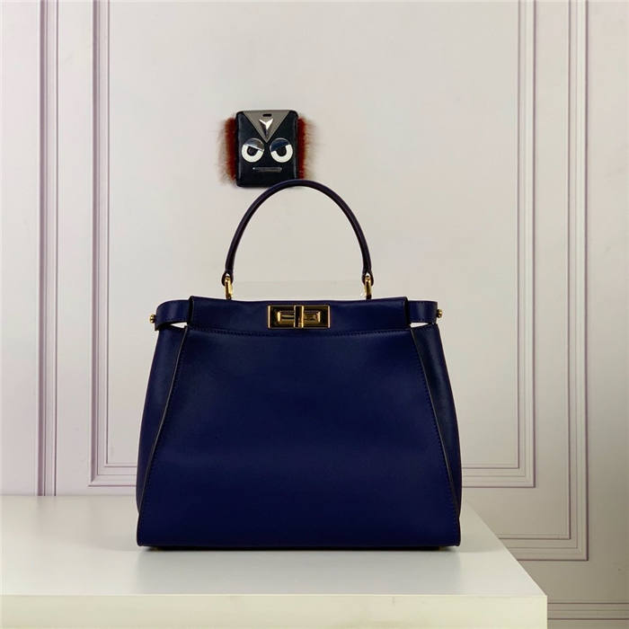 PEEKABOO ICONIC MEDIUM leather bag Navy blue High