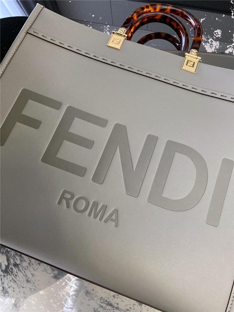 MEDIUM Fendi SUNSHINE Leather Shopper Grey-II High