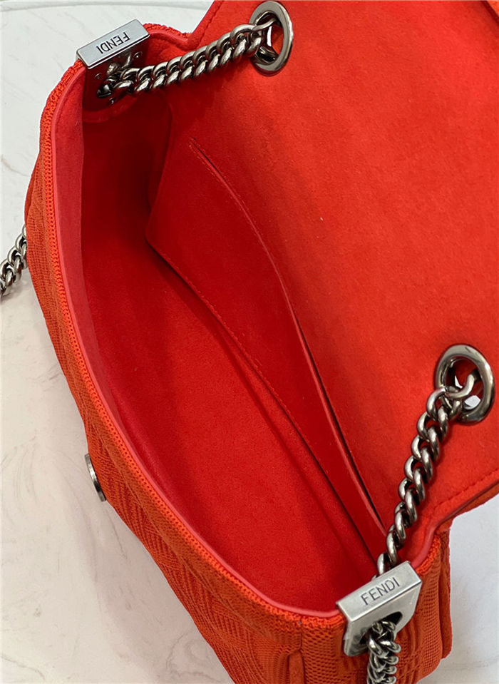 Baguette Chain Midi Bag FF Fabric Red High