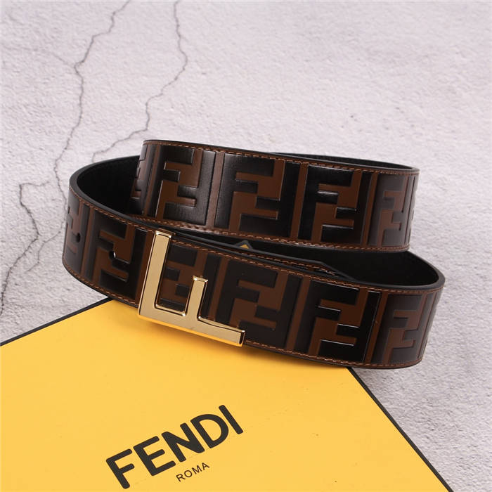 Fendi Leather Belt 38mm F Buckle High