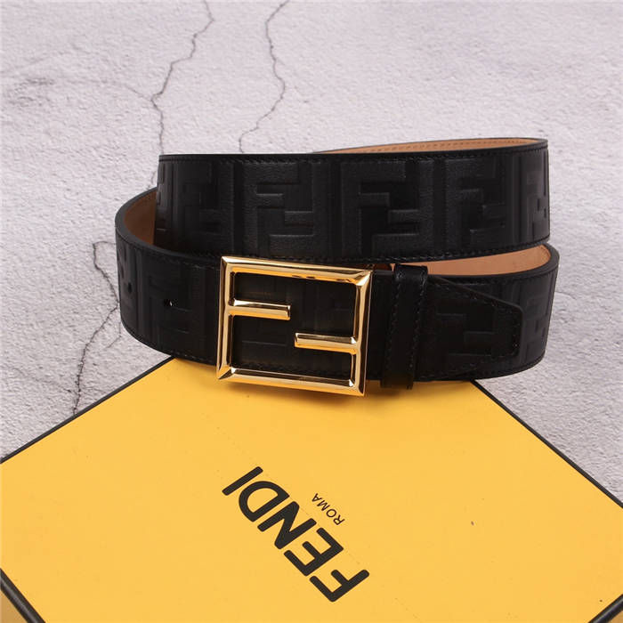 Fendi FF Leather Belt 38mm Baguette Buckle High