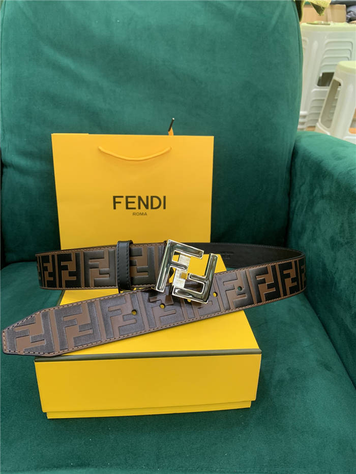 Fendi FF Leather Belt 38mm FF Buckle High