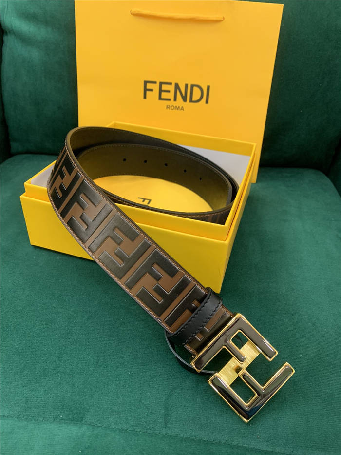 Fendi FF Leather Belt 38mm FF Buckle High