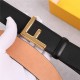 Fendi Leather Belt 38mm F Buckle High