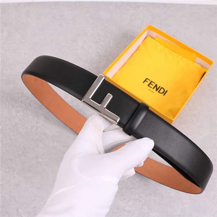 Fendi Leather Belt 38mm F Buckle High