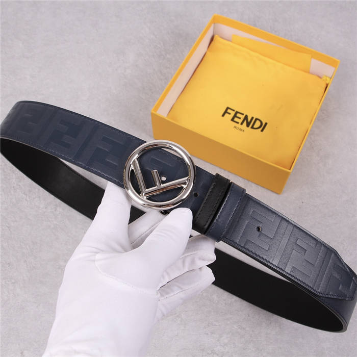 Fendi Leather Belt 38mm Stud-buckle Navy High