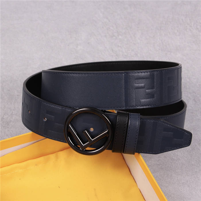 Fendi Leather Belt 38mm Stud-buckle Navy High