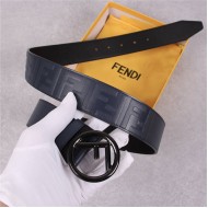 Fendi Leather Belt 38mm Stud-buckle Navy High