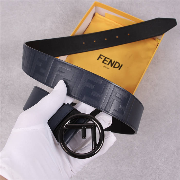 Fendi Leather Belt 38mm Stud-buckle Navy High