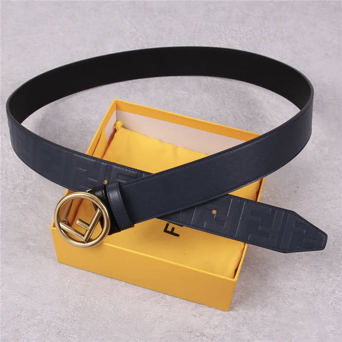 Fendi Leather Belt 38mm Stud-buckle Navy High