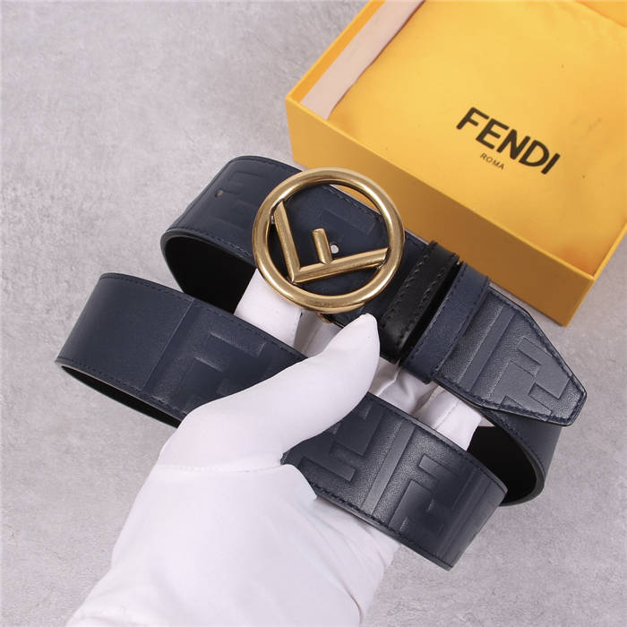 Fendi Leather Belt 38mm Stud-buckle Navy High