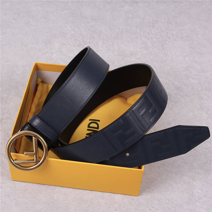 Fendi Leather Belt 38mm Stud-buckle Navy High