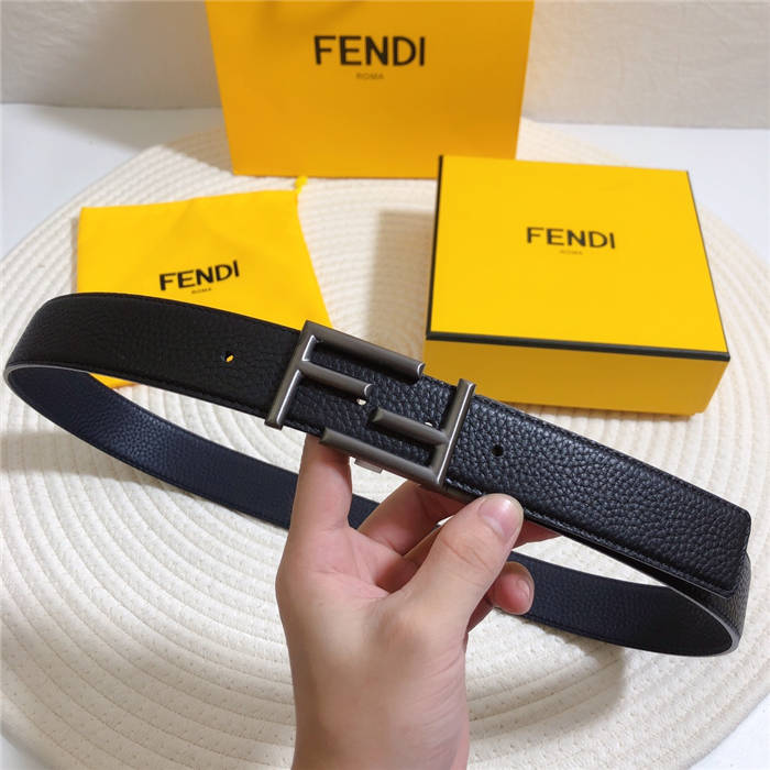 Fendi Leather Belt 34mm FF Buckle Togo High