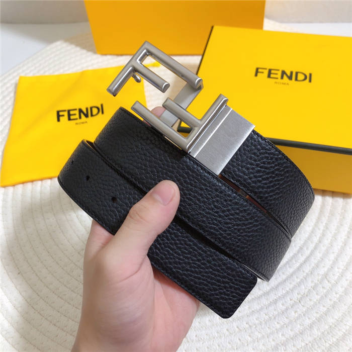 Fendi Leather Belt 34mm FF Buckle Togo High