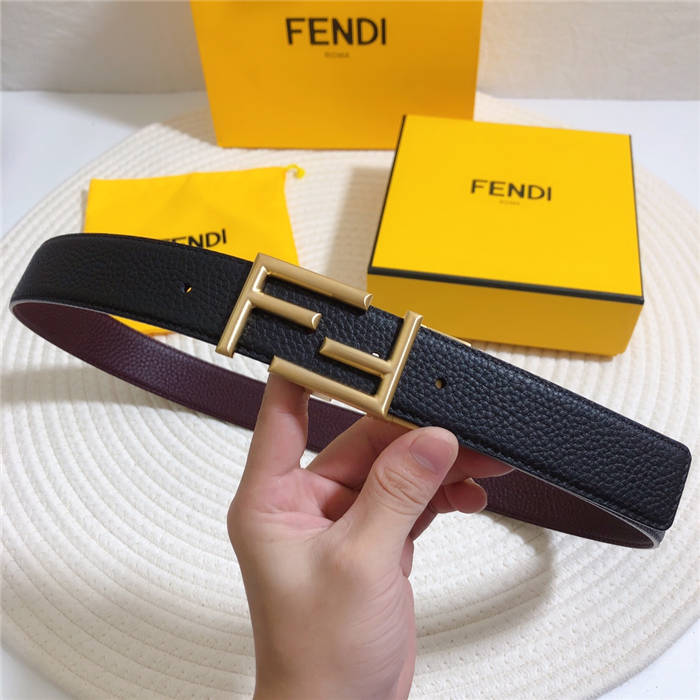 Fendi Leather Belt 34mm FF Buckle Togo High