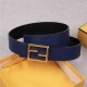 Fendi Leather Belt 40mm Baguette Buckle Navy High