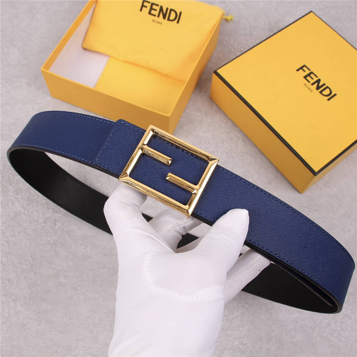 Fendi Leather Belt 40mm Baguette Buckle Navy High