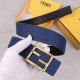 Fendi Leather Belt 40mm Baguette Buckle Navy High