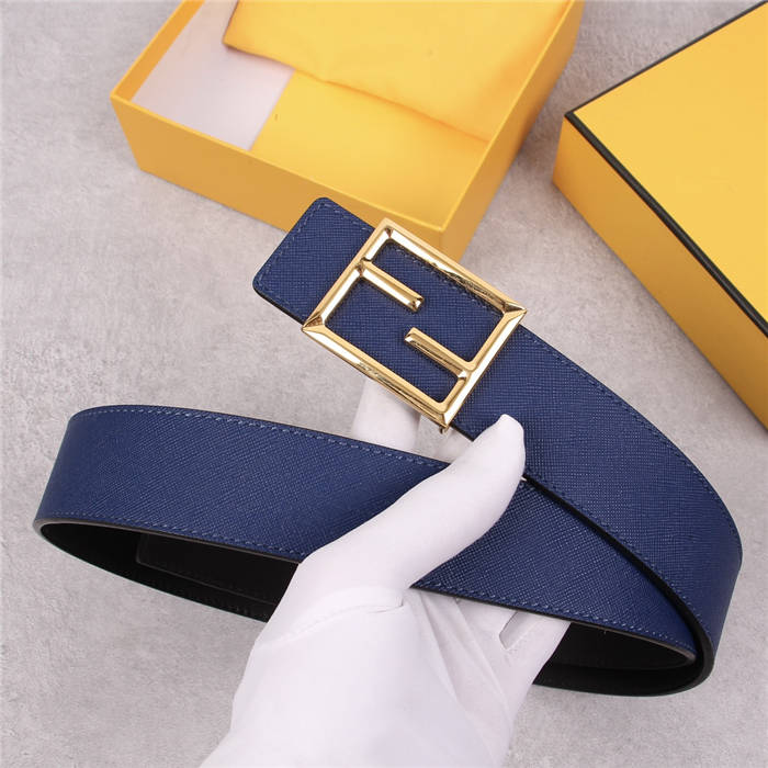 Fendi Leather Belt 40mm Baguette Buckle Navy High