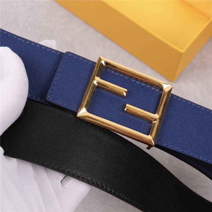 Fendi Leather Belt 40mm Baguette Buckle Navy High