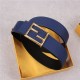 Fendi Leather Belt 40mm Baguette Buckle Navy High