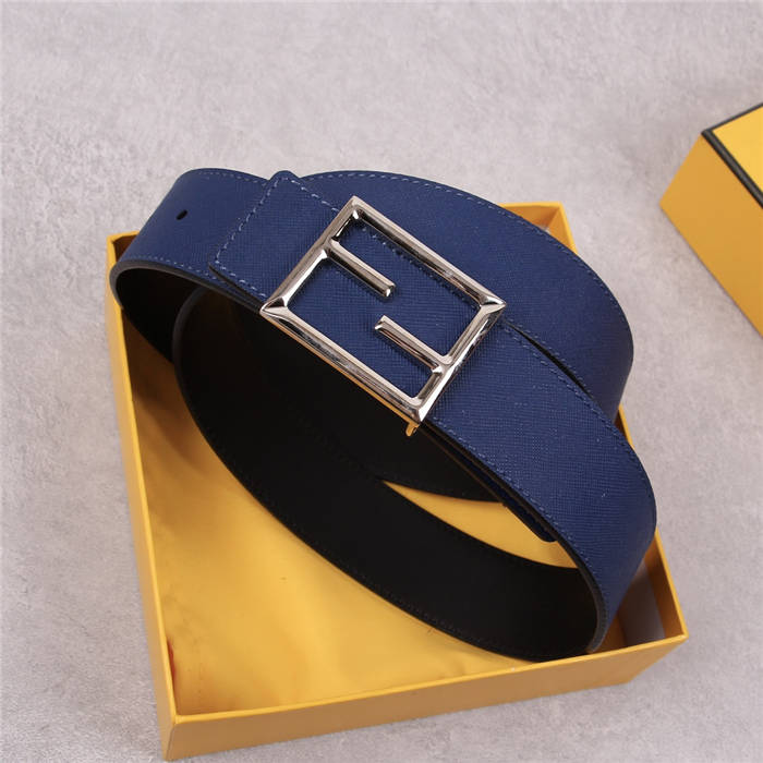 Fendi Leather Belt 40mm Baguette Buckle Navy High