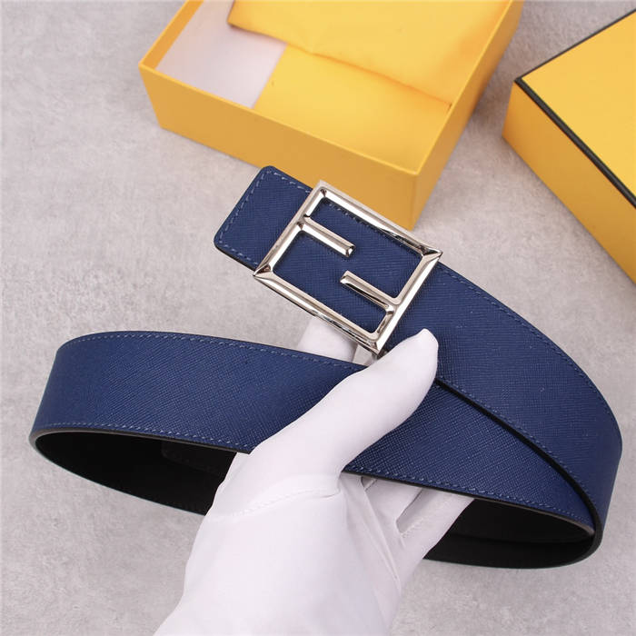 Fendi Leather Belt 40mm Baguette Buckle Navy High