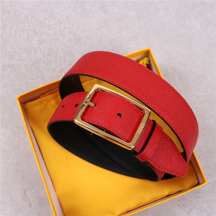 Fendi Leather Belt 35mm Pin Buckle Red High