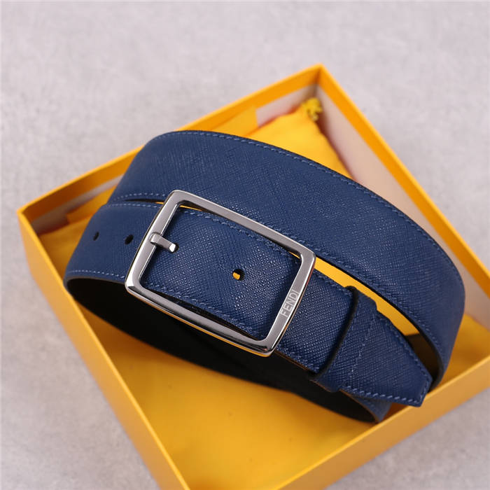 Fendi Leather Belt 35mm Pin Buckle Blue High