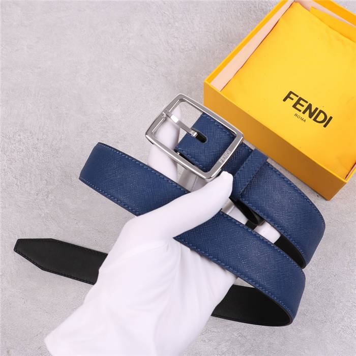 Fendi Leather Belt 35mm Pin Buckle Blue High