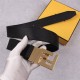 Fendi Leather Belt 38mm FF Buckle Black High