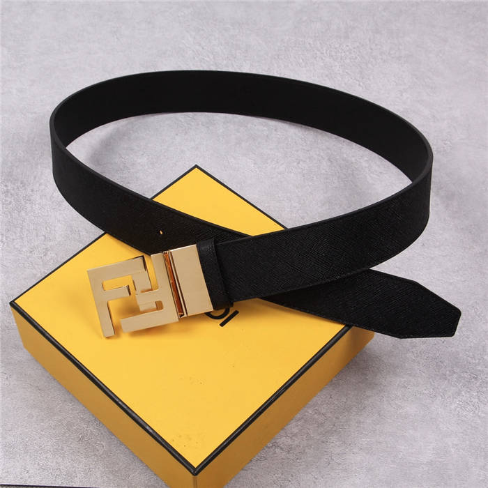 Fendi Leather Belt 38mm FF Buckle Black High