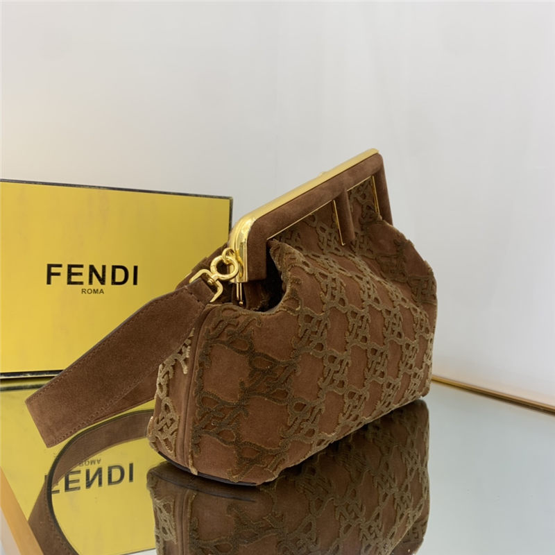 Fendi First Medium Suede bag Brown High