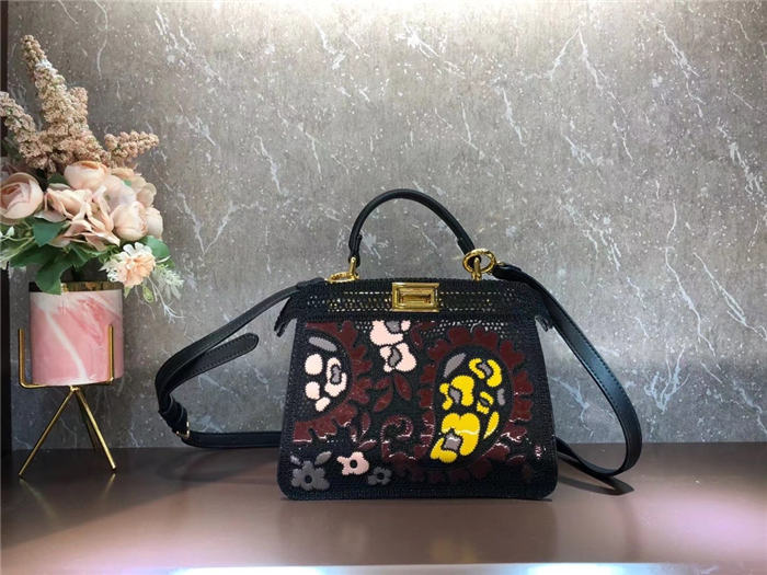 Fendi PEEKABOO ISEEU SMALL Black Lace Bag Mid