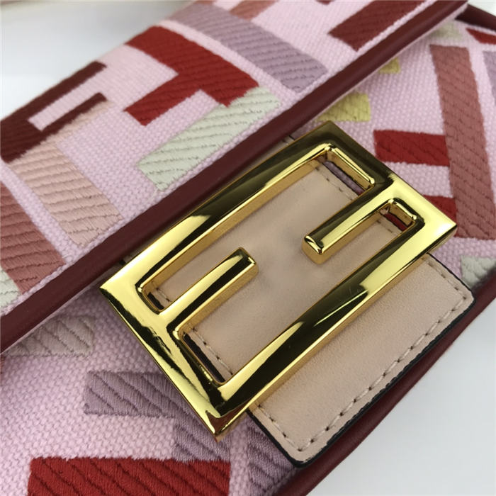 Fendi BAGUETTE Mini Canvas Bag Embroidered FF Mid