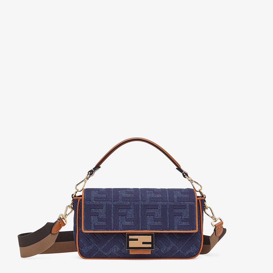 Fendi BAGUETTE Blue denim bag Mid