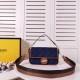 Fendi BAGUETTE Blue denim bag Mid