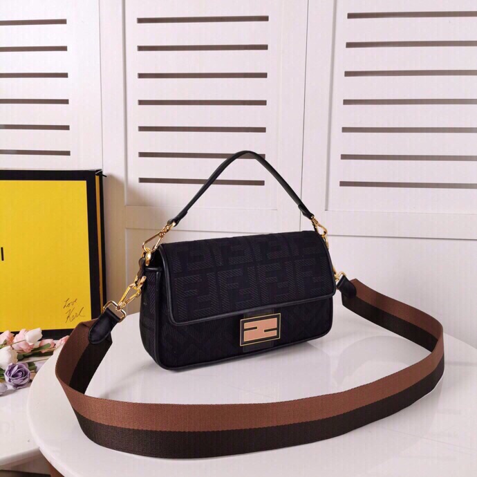 Fendi BAGUETTE Black Canvas bag Mid