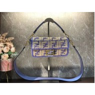 Fendi BAGUETTE raffia FF bag Blue Mid