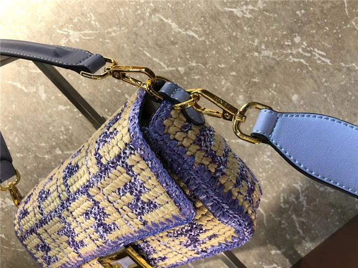 Fendi BAGUETTE raffia FF bag Blue Mid