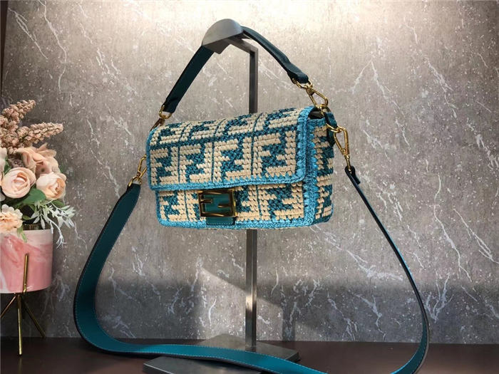 Fendi BAGUETTE raffia FF bag Green Mid