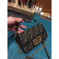 Fendi BAGUETTE Brown fabric bag MINI Mid