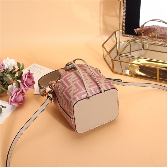 MON TRESOR Leather mini bag FF Beige/Pink High