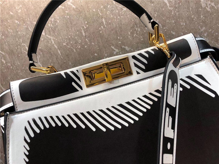 Fendi PEEKABOO ICONIC MEDIUM leather FF print bag White