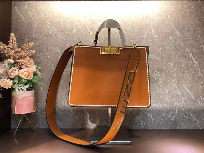 Fendi ICONIC PEEKABOO ISEEU Leather Bag Orange Mid