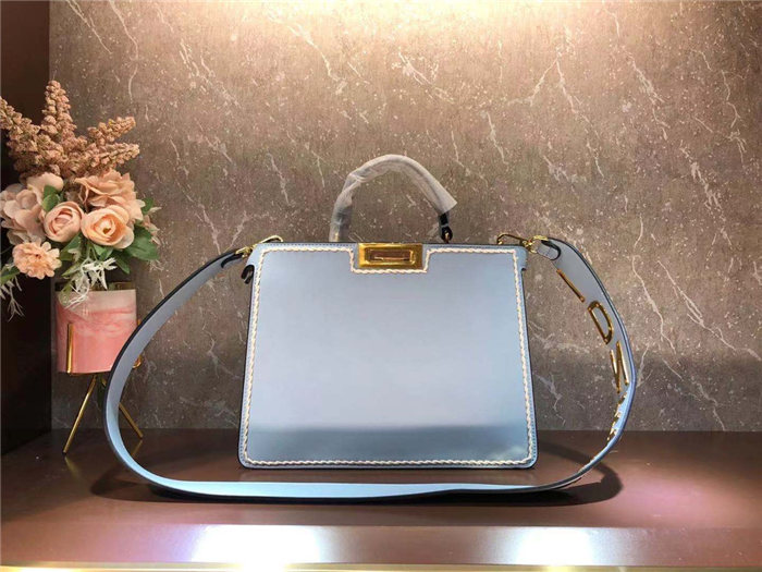 Fendi ICONIC PEEKABOO ISEEU Leather Bag Blue Mid