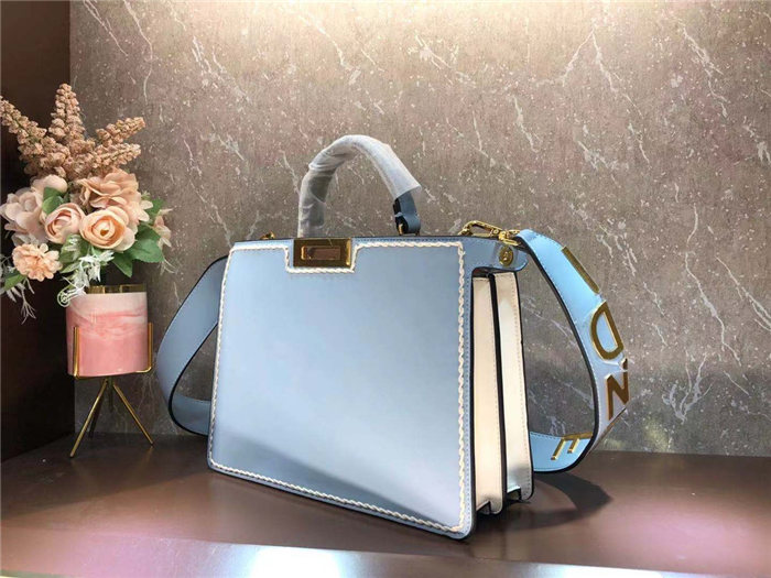 Fendi ICONIC PEEKABOO ISEEU Leather Bag Blue Mid